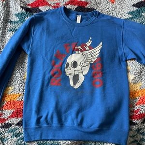 Rock and roll bright blue sweatshirt